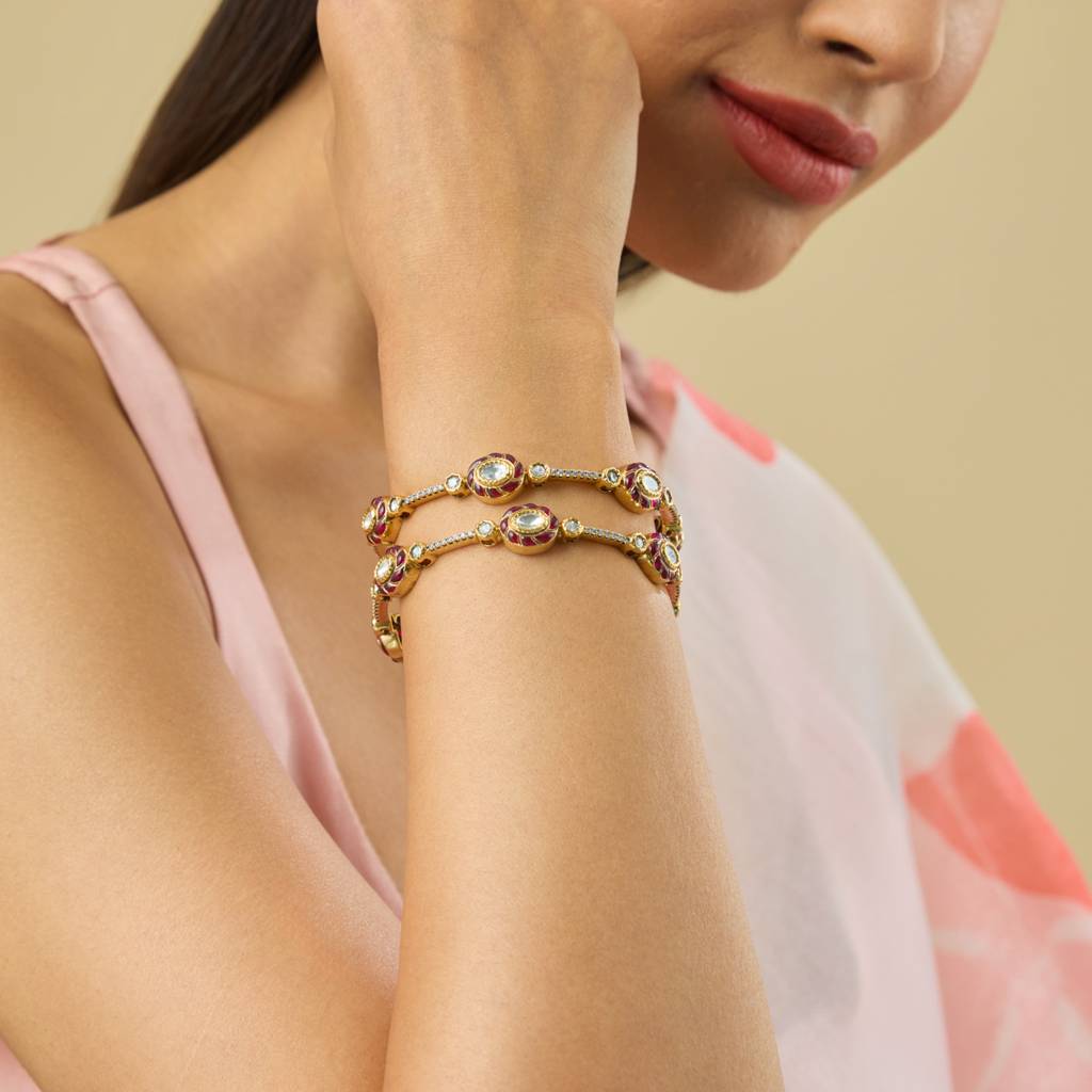 Ethnic Kundan Bangle-182288 : 435431