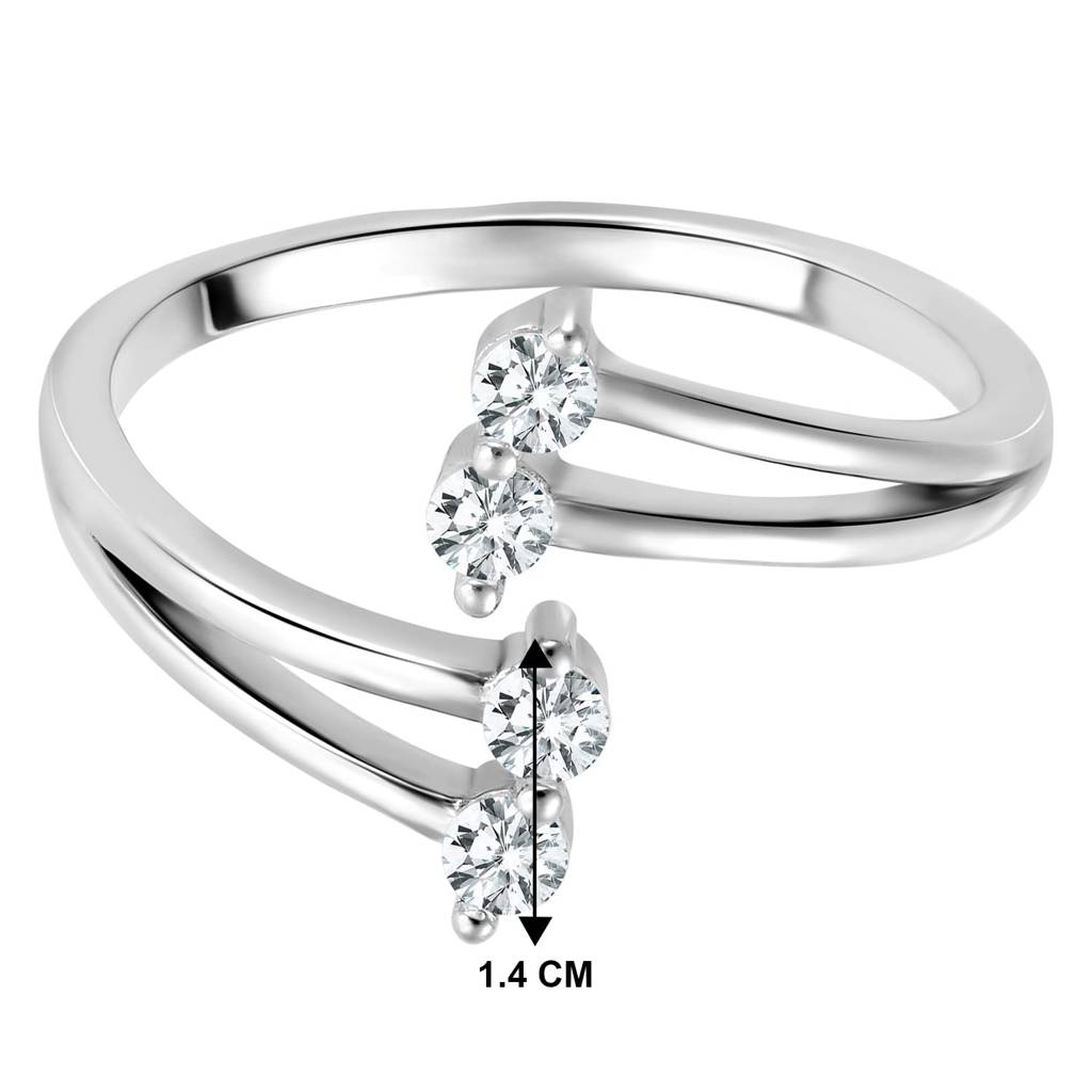 925 Sterling Silver Zircon Charm Rhodium Plated Ring For Women Girls : PF23R12-6
