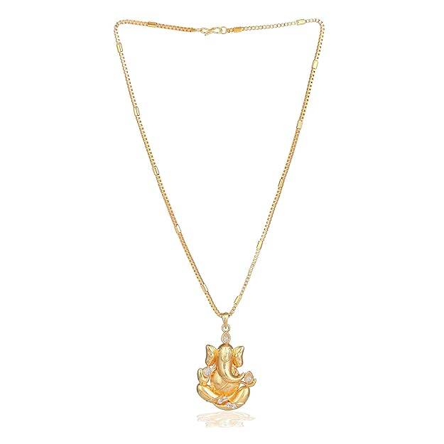 Gehena By Estele Fashion Jewelry Lord Ganesh Pendant Necklace For Men'S: Gold Plated Vighnaharta Ganesha : OSAK031-IGWEPENDANT
