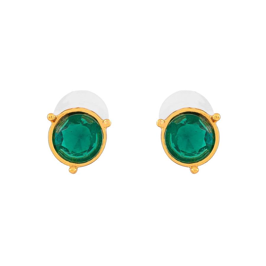 Estele Gold Plated Sparkling Necklace Set With Green Austrian Crystals For Women : 9053NKER