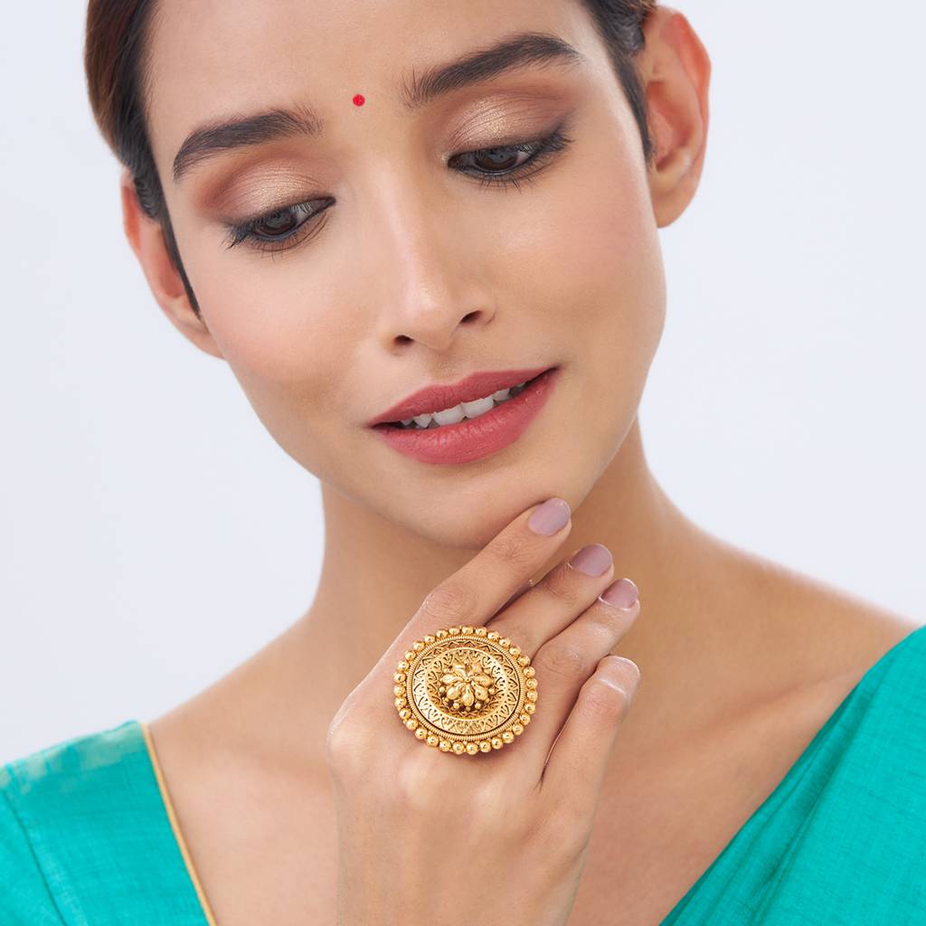 Kushal'S Fashion Jewellery Na Gold-Plated Ethnic Copper Antique Finger Ring-153634 : 410442