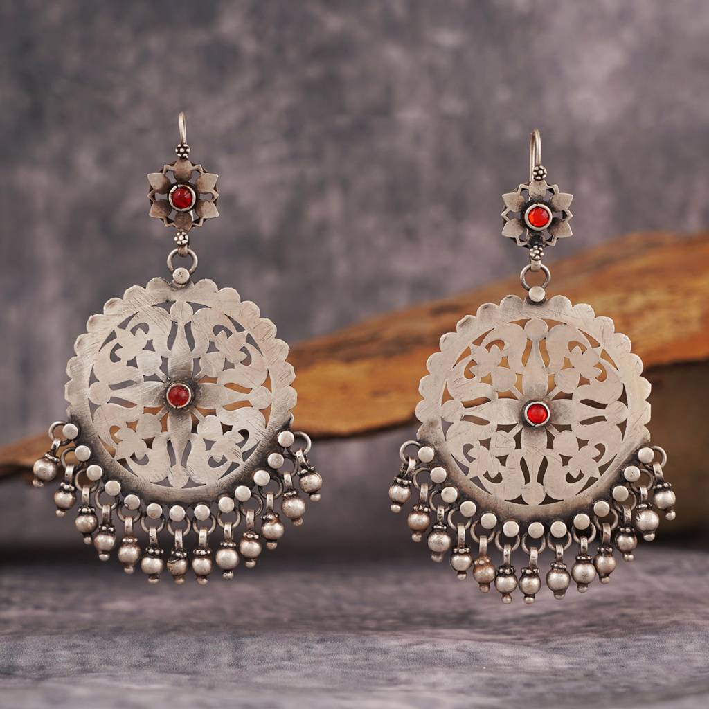 Silver Jaali Earrings For Women. : SST057