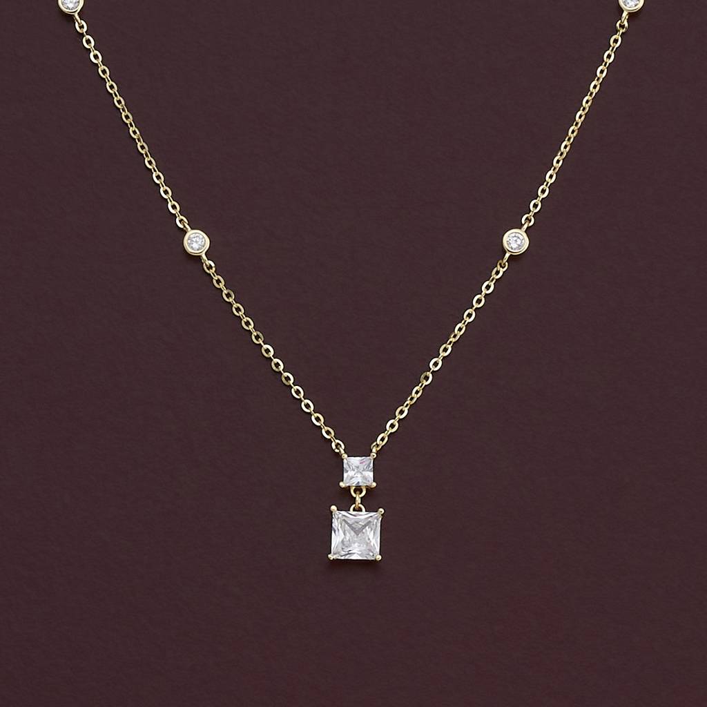 Kushal'S Fashion Jewellery White Gold-Plated Zircon Party 92.5 Sterling Silver Pendant Chain-180783 : 432068