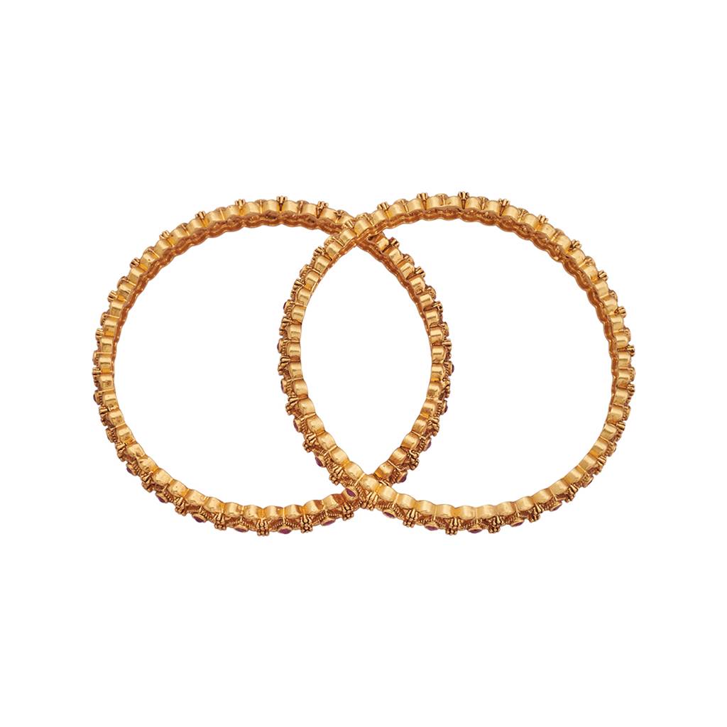 Kushal'S Fashion Jewellery Ruby Gold-Plated Ethnic Copper Antique Bangle-165537 : 404704