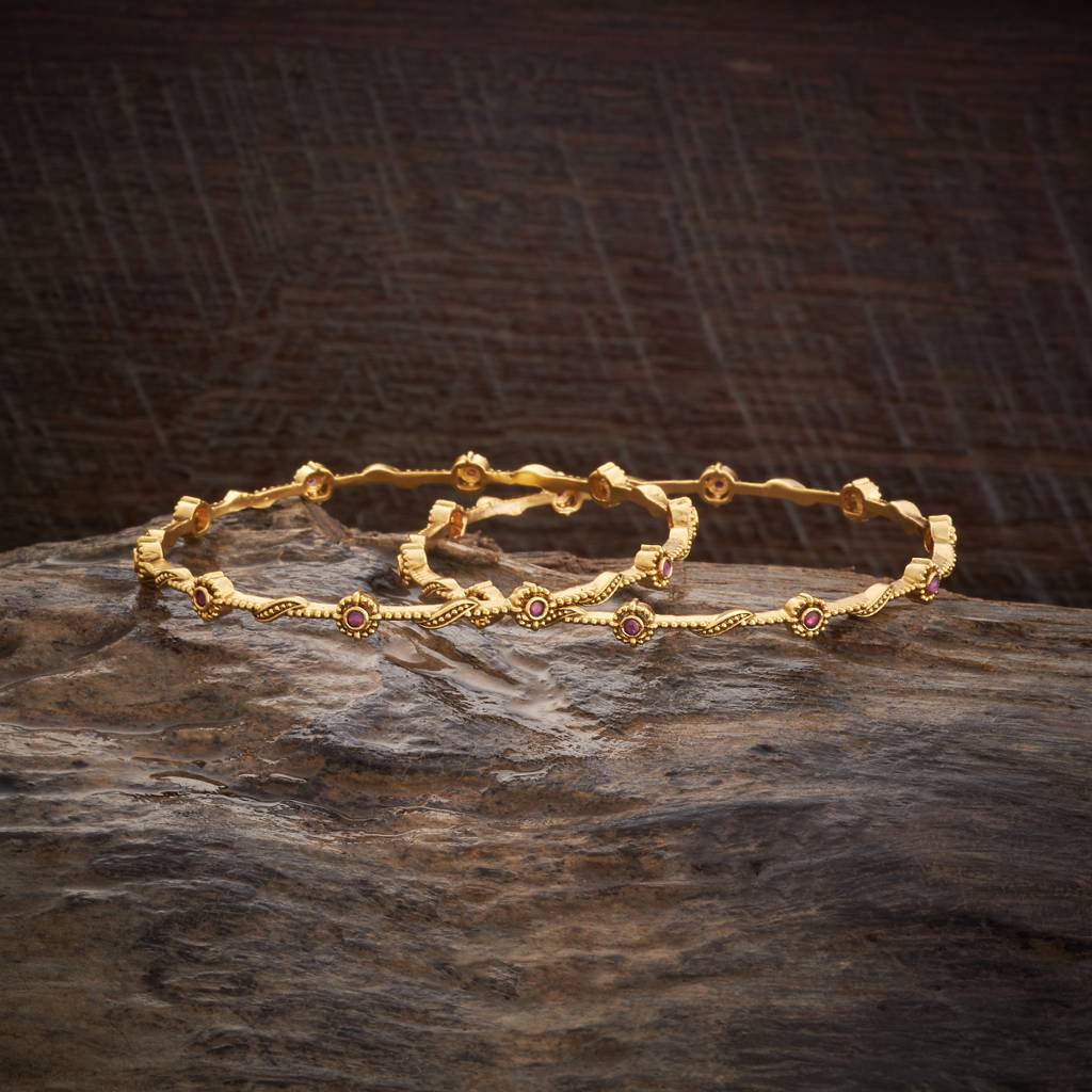Kushal'S Fashion Jewellery Ruby Gold-Plated Ethnic Antique Bangle-177782 : 426066