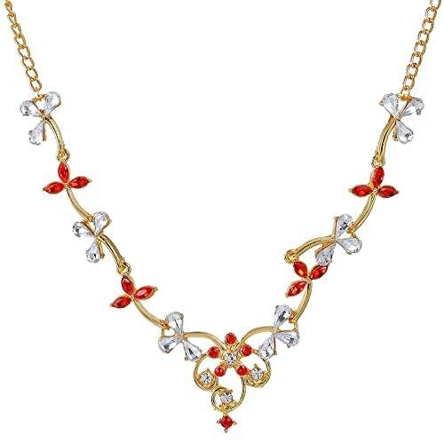 Trendy Gold Finish Necklace Set | Floral Design With Matching Earrings : 50500046-IGNKER