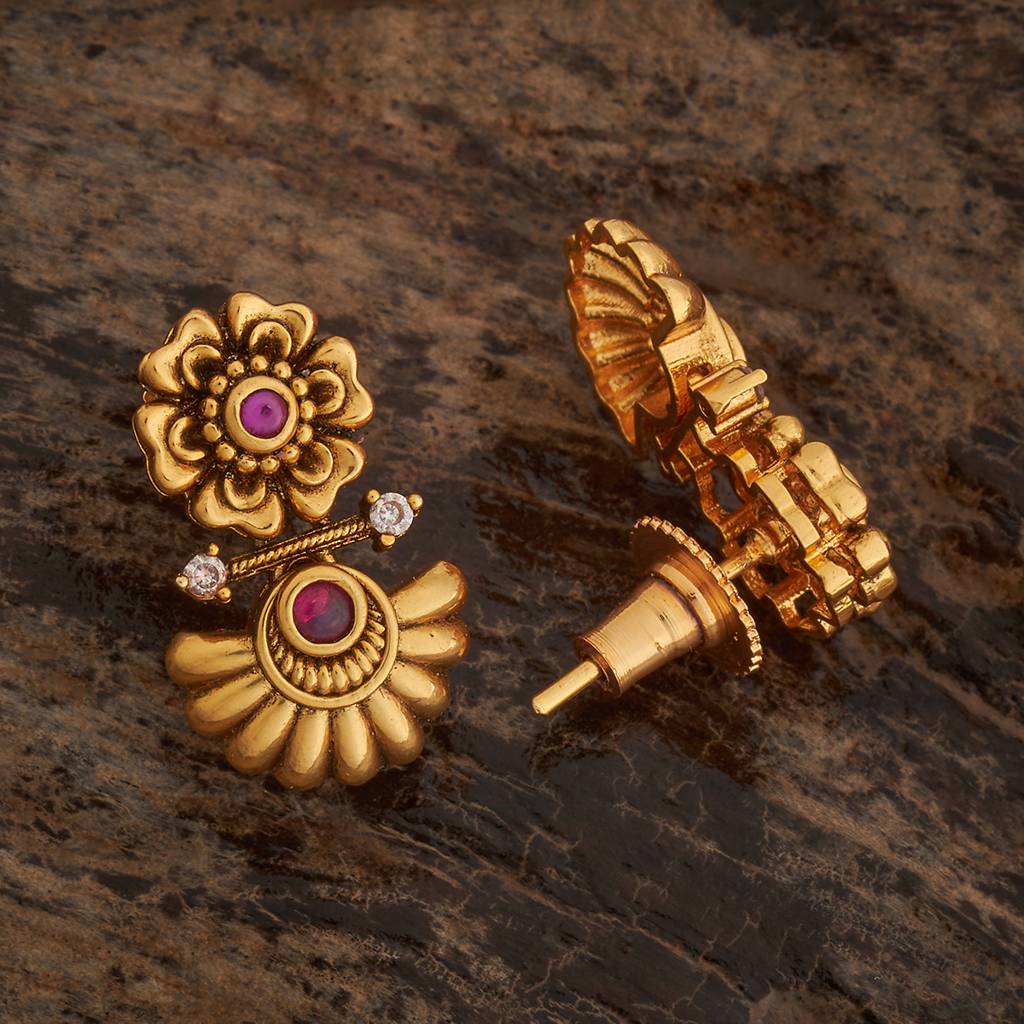 Kushal'S Fashion Jewellery Ruby Gold-Plated Ethnic Antique Earring Drop Earrings-182339 : 435525
