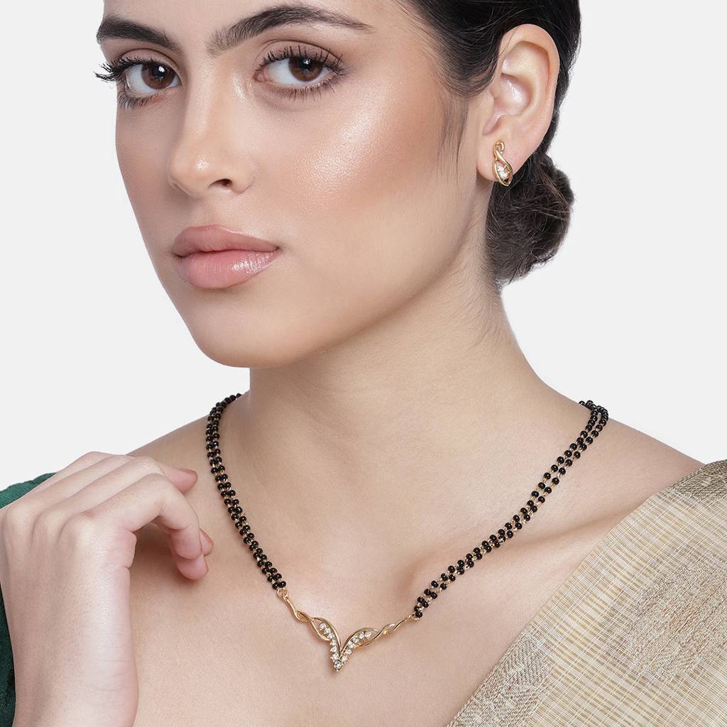 Estele Gold Plated Designer Mangalsutra Necklace Set With Austrian Crystals For Women : EMS12080006NKER