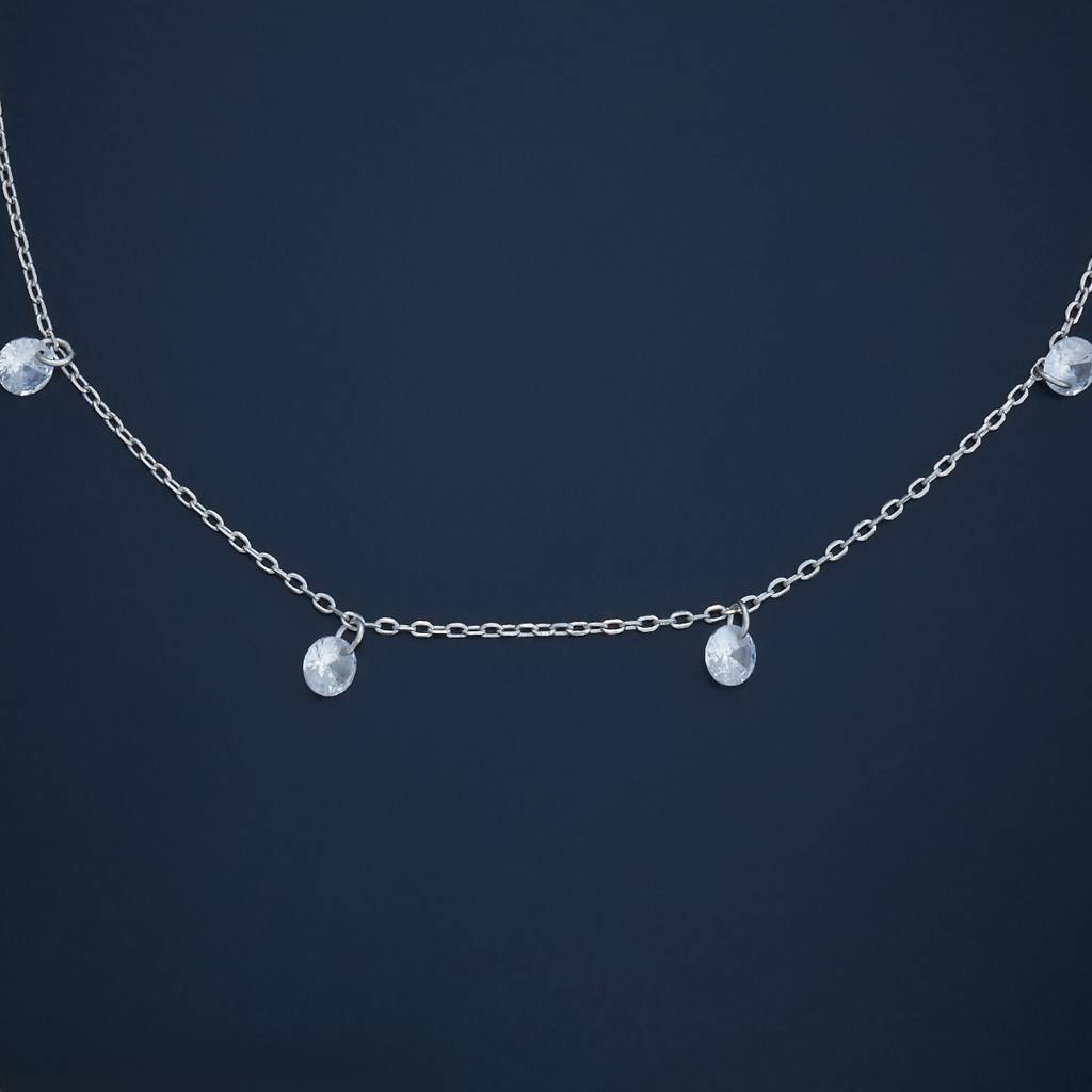 Kushal'S Fashion Jewellery White Rhodium-Plated Party 92.5 Sterling Silver Anklet-180710 : 431892