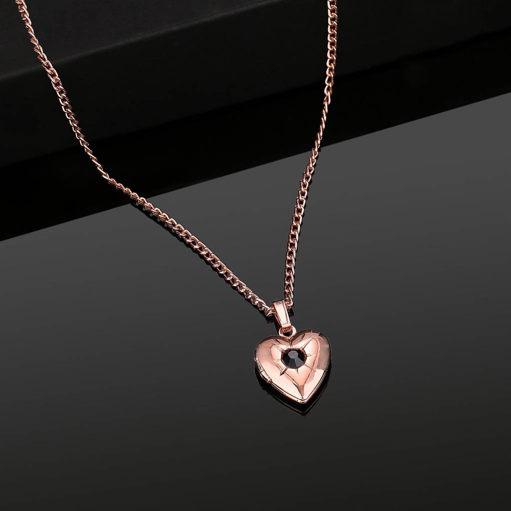 Estele Rosegold Plated Openable Heart Shaped Pendant With Austrian Crystal For Women : 806-RGPENDANT