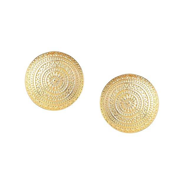 Gold Plated Circular Pattern Stylish & Elegant Stud Earrings For Girls : 298707-2NIGER