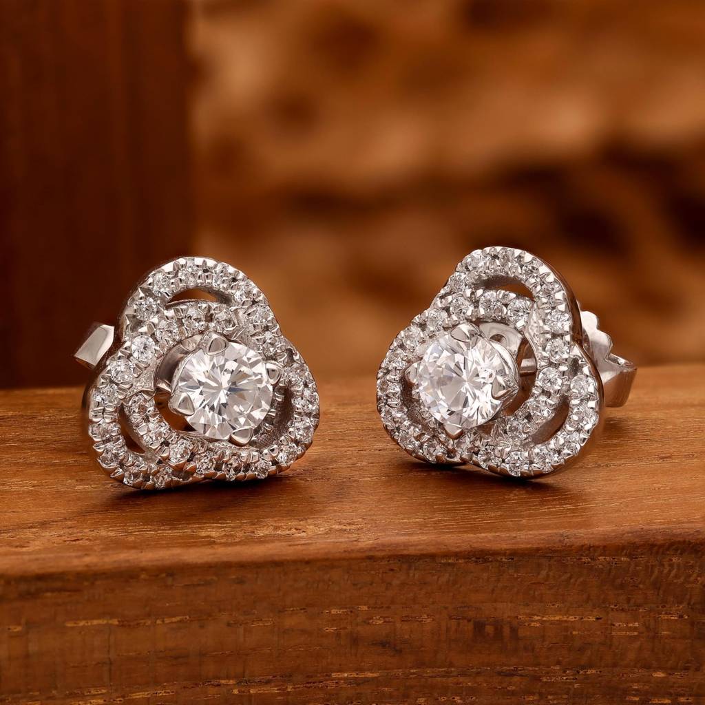 925 Silver Removable Halo Stud Earrings | Double Style Design : SE_000877