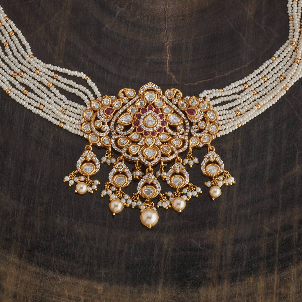Kushal'S Fashion Jewellery Victorian-Plated Ethnic Kundan Necklace And Earring Set -181371 : 433489