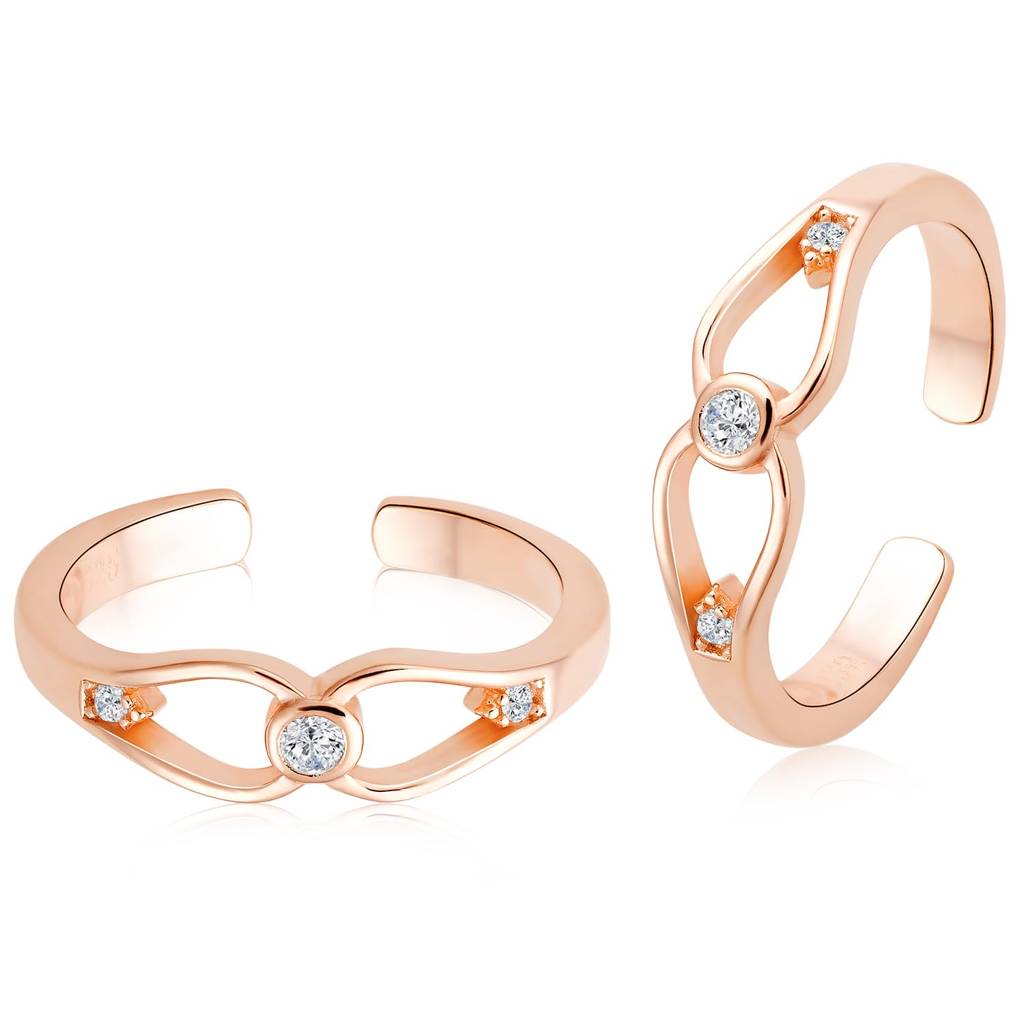 925 Sterling Silver Cubic Zirconia Studded Adjustable Toe Ring Stylish Bichiya Gift For Women : PF18TR01C