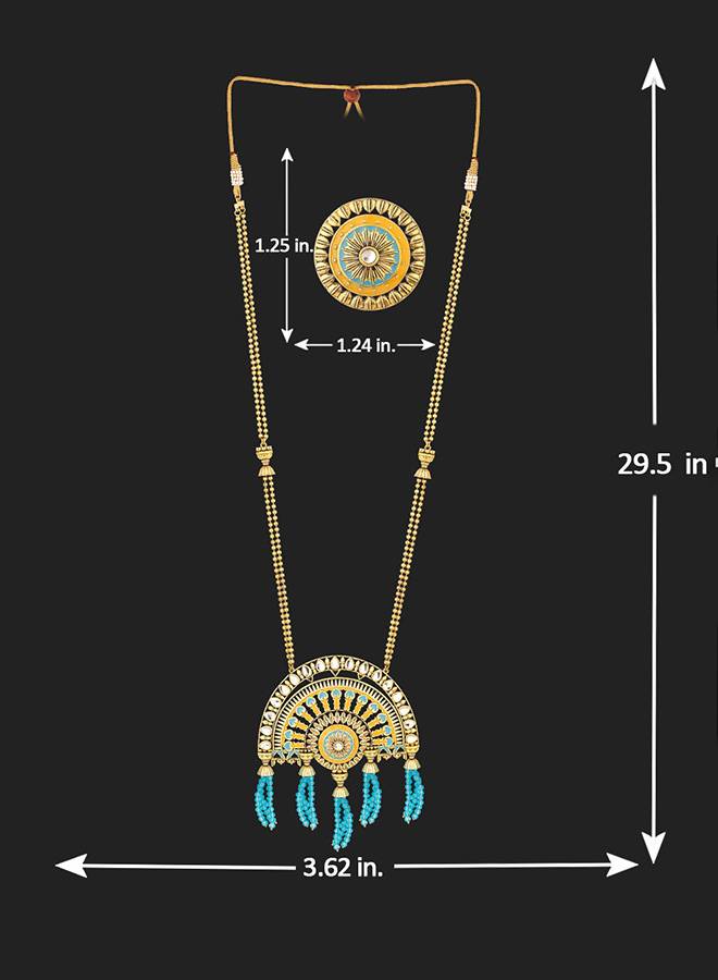 Gwalior Gold Toned Half-Dome Necklace Set : 8905124047059