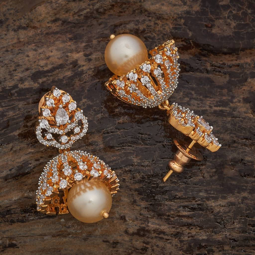 Kushal'S Fashion Jewellery White Rhodium-Plated Party Zircon Jhumkas-184899 : 441431
