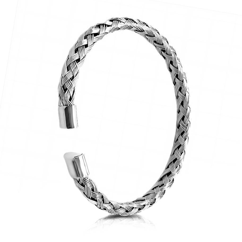 Silver Plated Stainless Steel Metal Kada Bracelet Stylish Fancy Gift For Men & Boys : PX5SB103