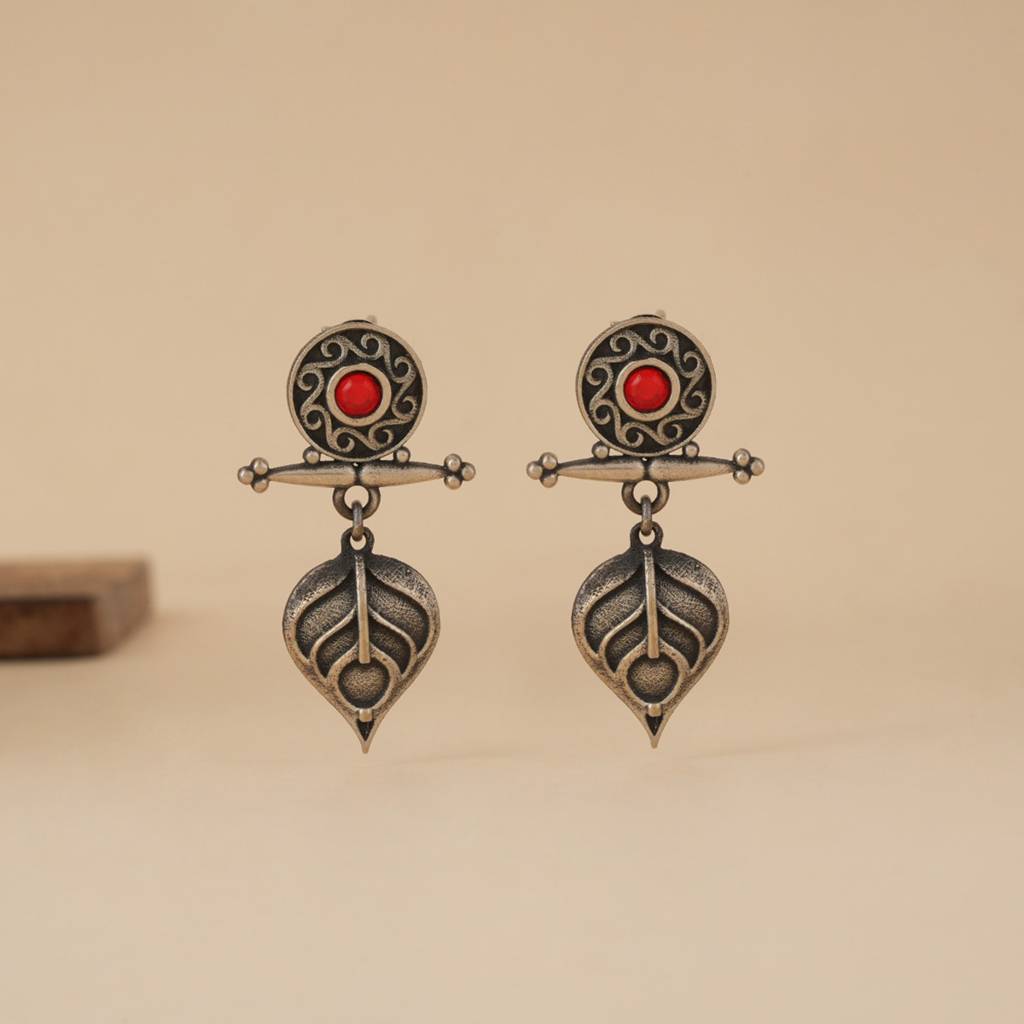 Silver Leaf Earrings : SSE835