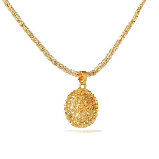 Fashion Jewelry Floral Pattern Pendant For Women: Gold-Plated Timeless Elegance Lightweight Circle Design : OSAK018-IGPENDANT