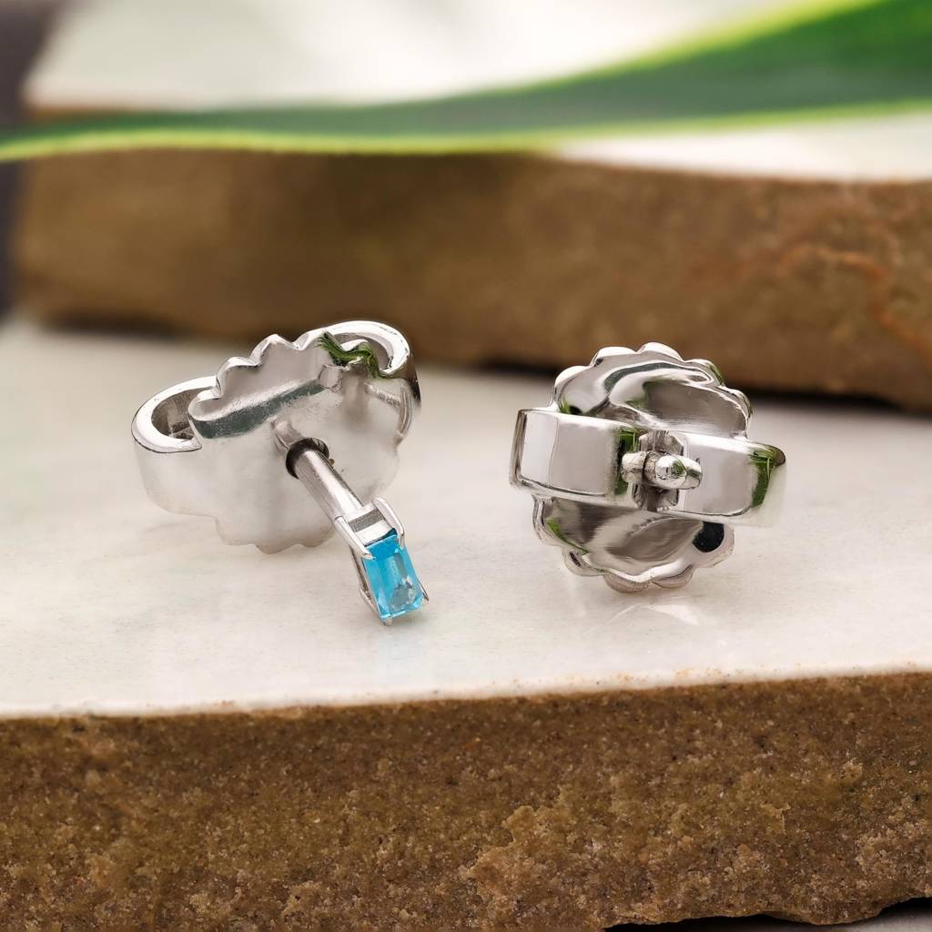 925 Silver Blue Topaz Studs | December Birthstone Gift : SE_000770