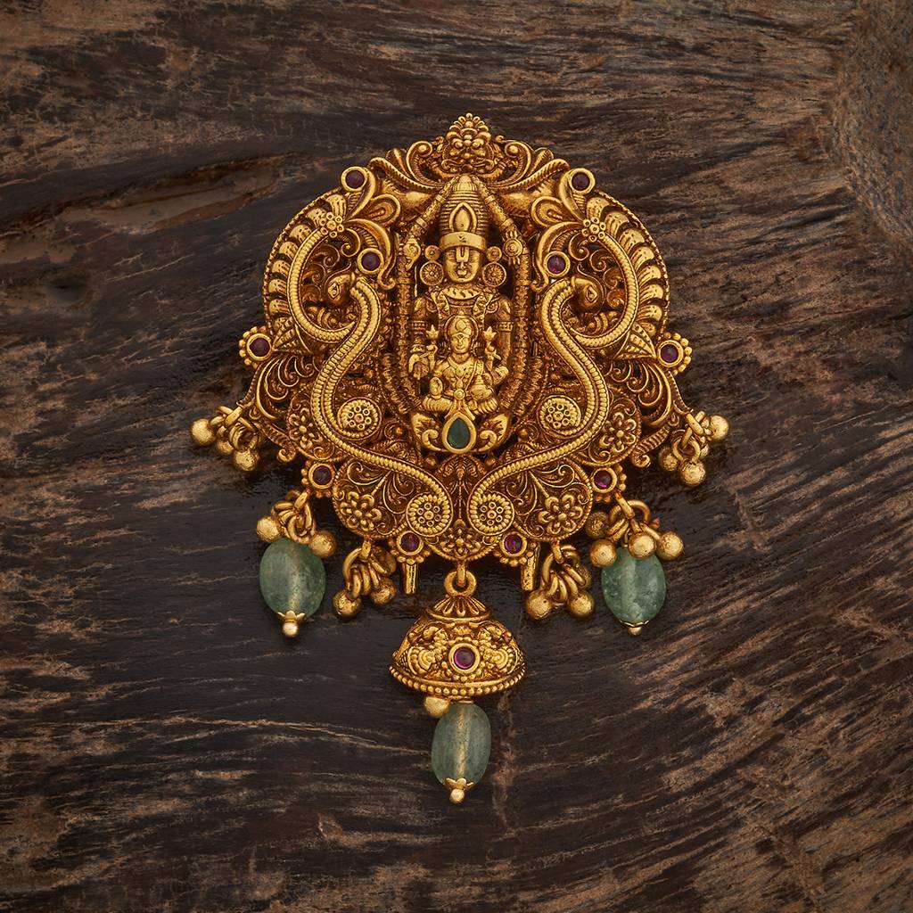 Kushal'S Fashion Jewellery Ruby-Green Gold-Plated Ethnic Antique Hair Brooch -185157 : 442013