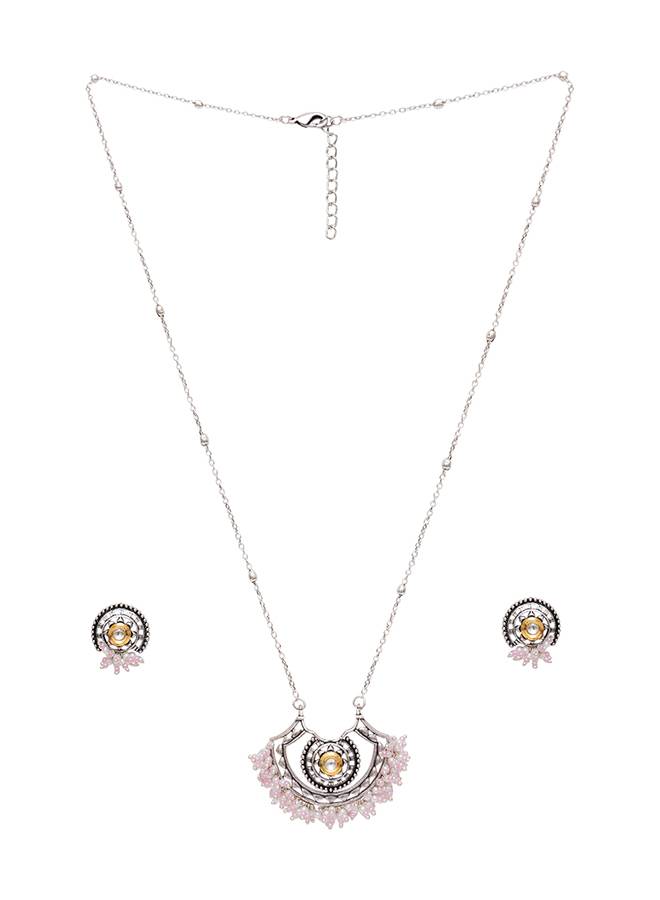 Festive Hues Light Beaded Oxidised Pink Pastel Jewellery Set : 8905124466522