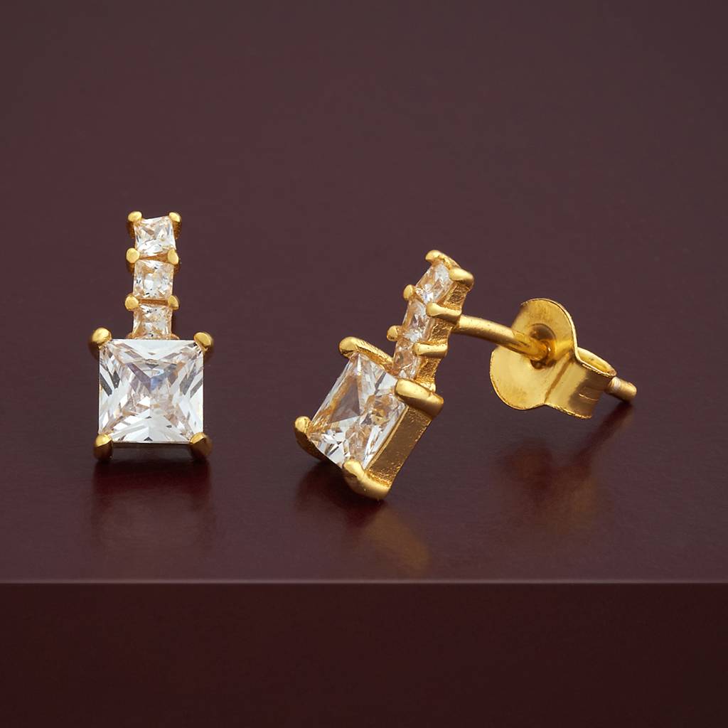 Kushal'S Fashion Jewellery Plated Zircon 92.5 Sterling Silver Studs-183199 : 437481