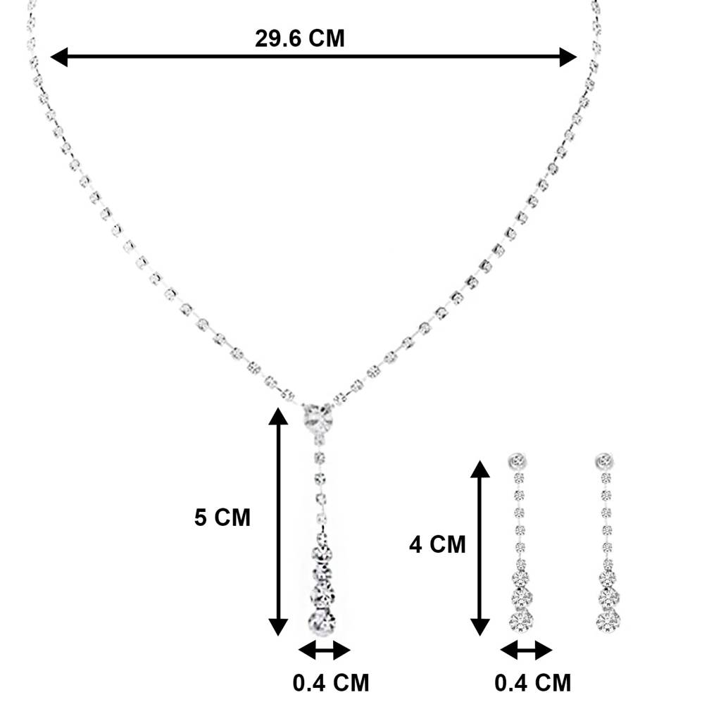 American Diamond Studded Necklace & Earrings Set Fashion Stylish Design Jewellery Gift For Women & Girls-Px8N18 : PX8N18
