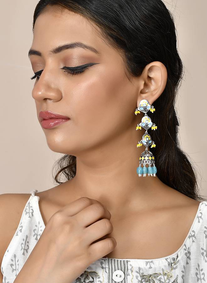 Bagh E Fiza Spring Layered Jhumka Earrings : 8907617929286