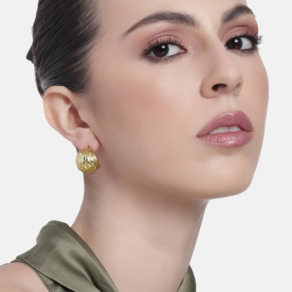 Estele Gold Plated Stylish & Graceful Demifine Huggie Earrings For Girls And Women : 803725-YLER