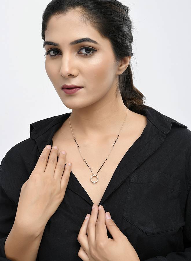 Sparkling Elegance Rose Gold Plated Zirconia Mangalsutra : 8905124522488