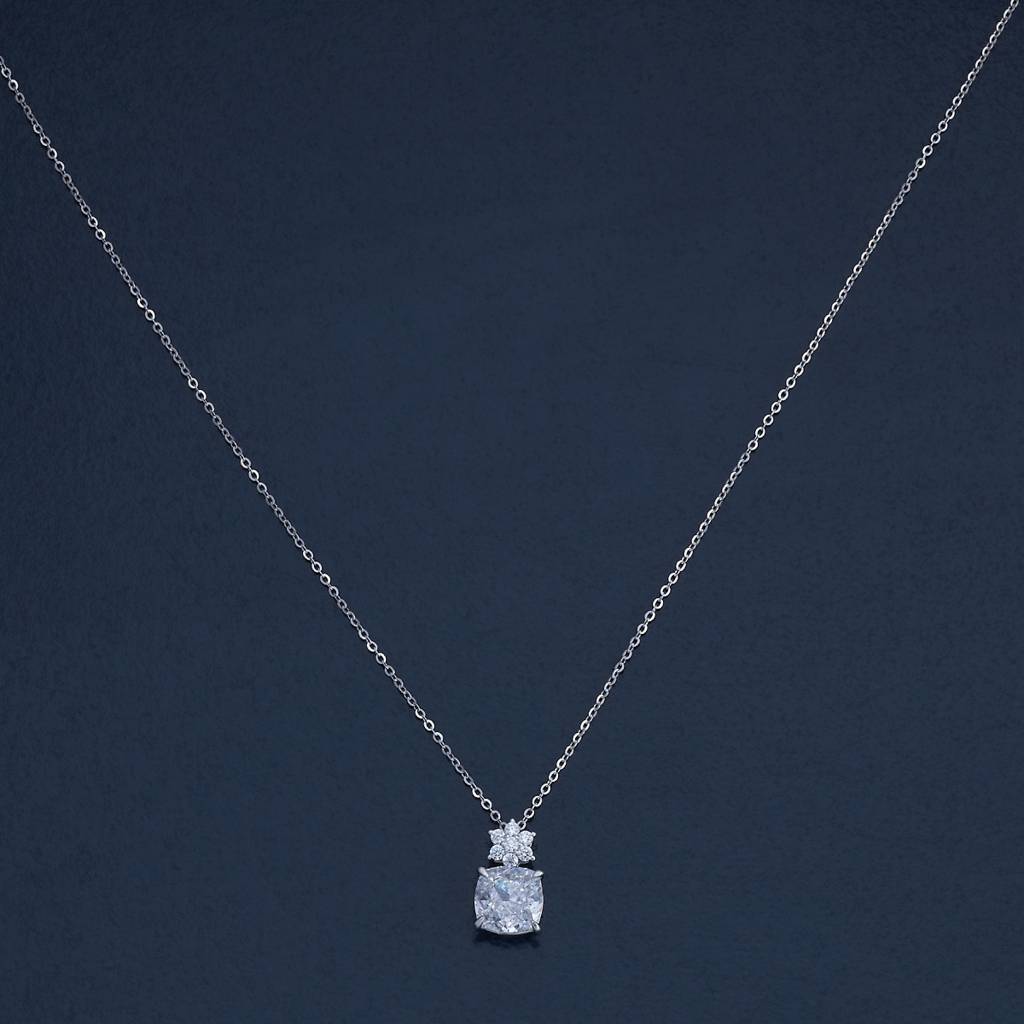Kushal'S Fashion Jewellery White Rhodium-Plated Zircon Party 92.5 Sterling Silver Pendant Chain-180874 : 432358