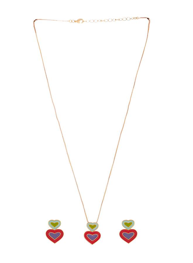 Valentine'S Day Collection Playful Layered Hearts Pendant Set : 8905124491357
