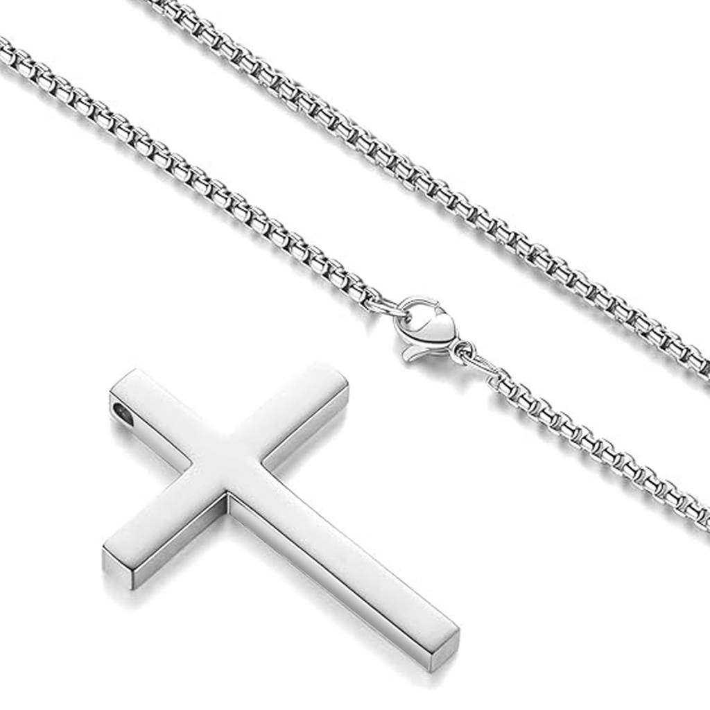 Silver Plated Fancy Cross Pendant With Box Chain Fashion Jewellery Gift For Men & Boys : PX5CH95