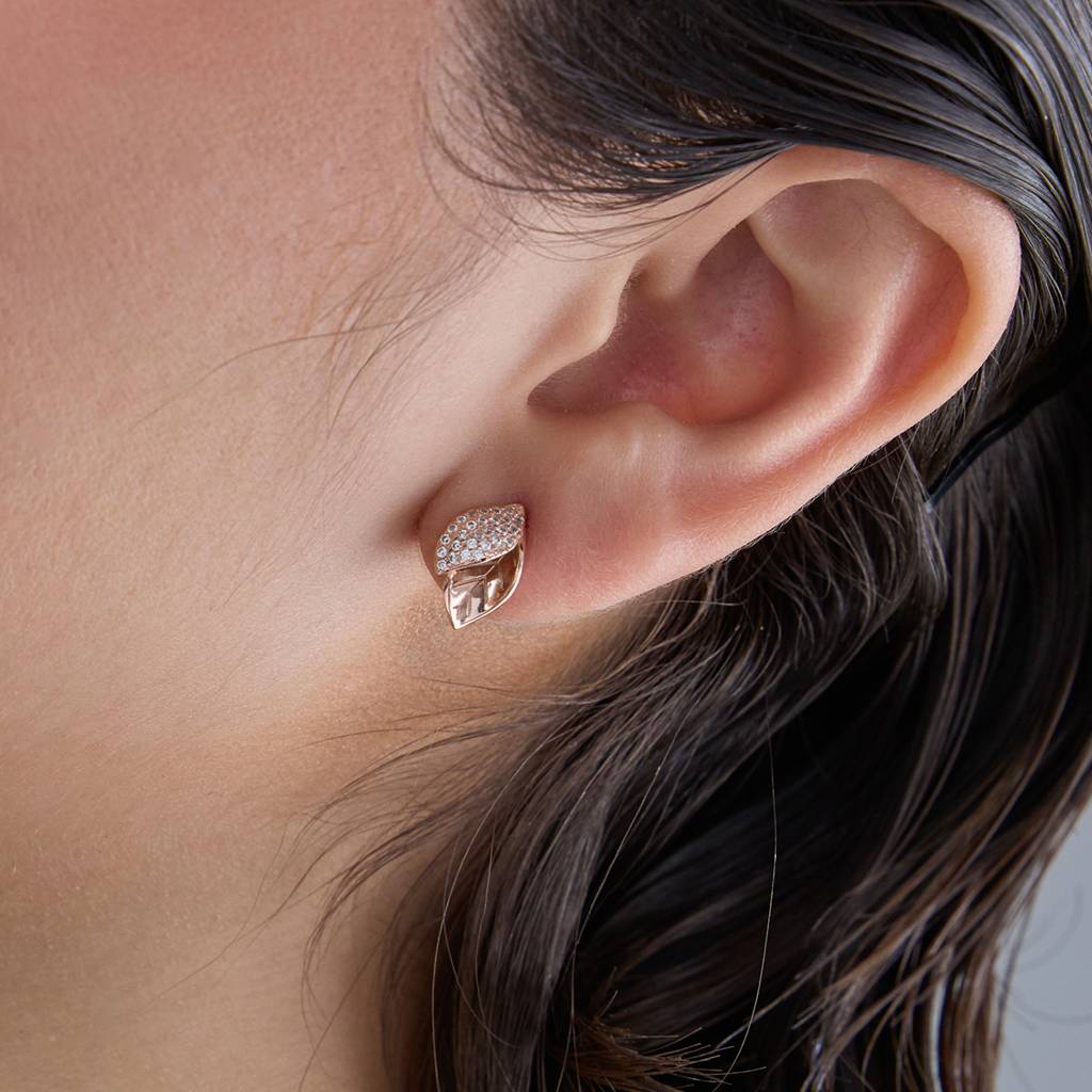 Kushal'S Fashion Jewellery White Rose Gold-Plated Party Zircon 92.5 Sterling Silver Stud Earrings-183198 : 437480