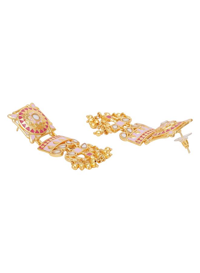 Festive Hues Mandala Faux Pearls Embellished Brass Gold Plated Jewellery Set : 8905124466218