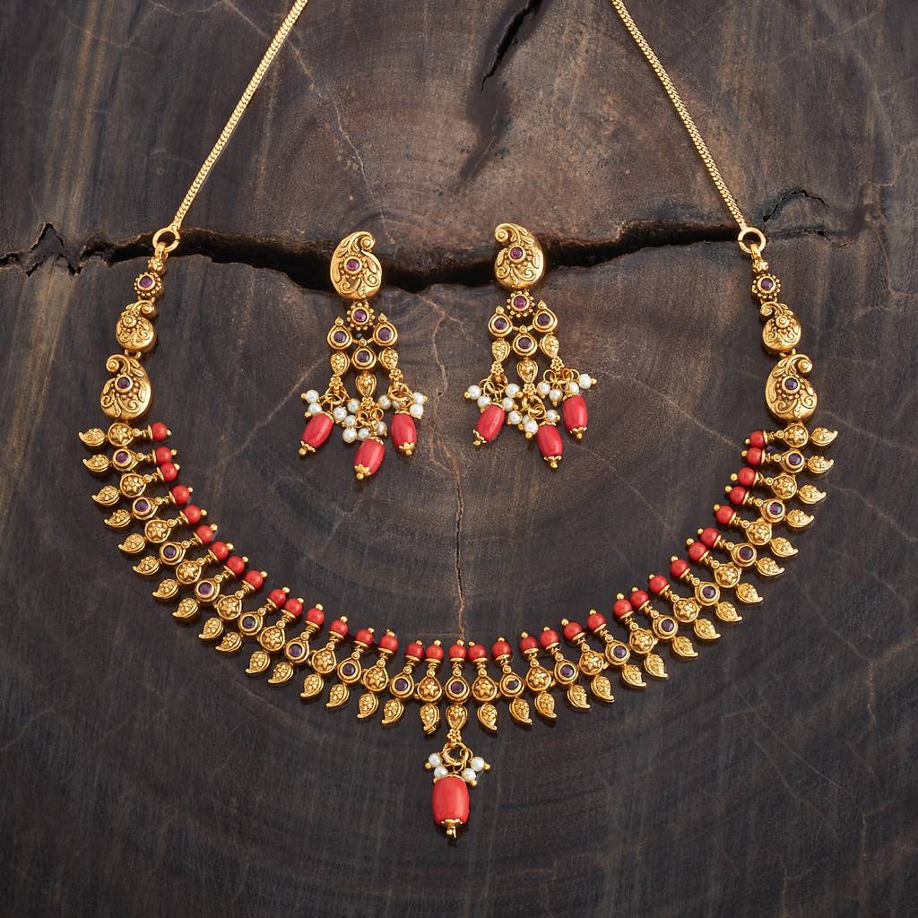 Kushal'S Fashion Jewellery Gold-Plated Ethnic Antique Jewellery Set -181359 : 433483