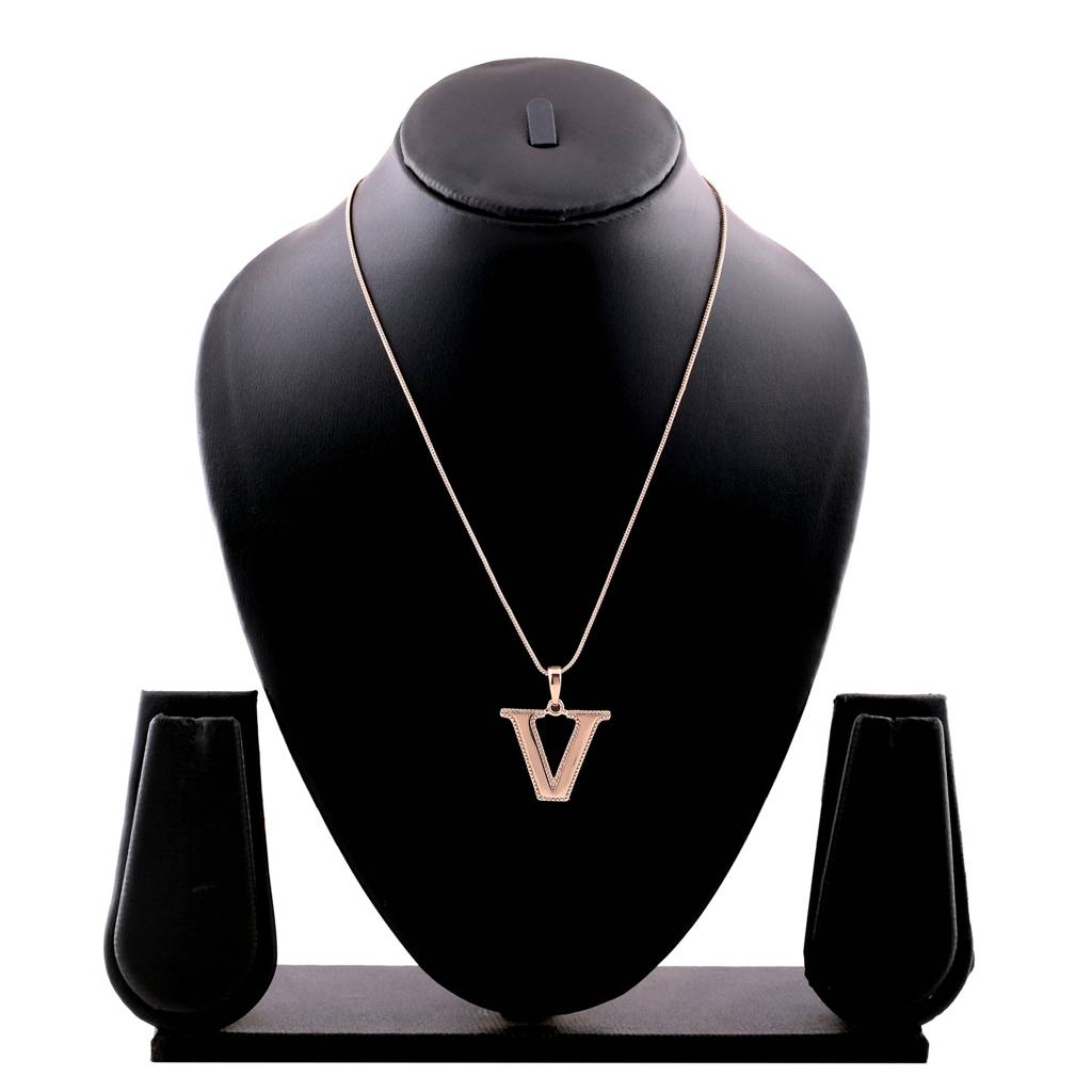 Estele Rosegold Plated V Letter Charm Pendant For Women : 1009-VPENDANT