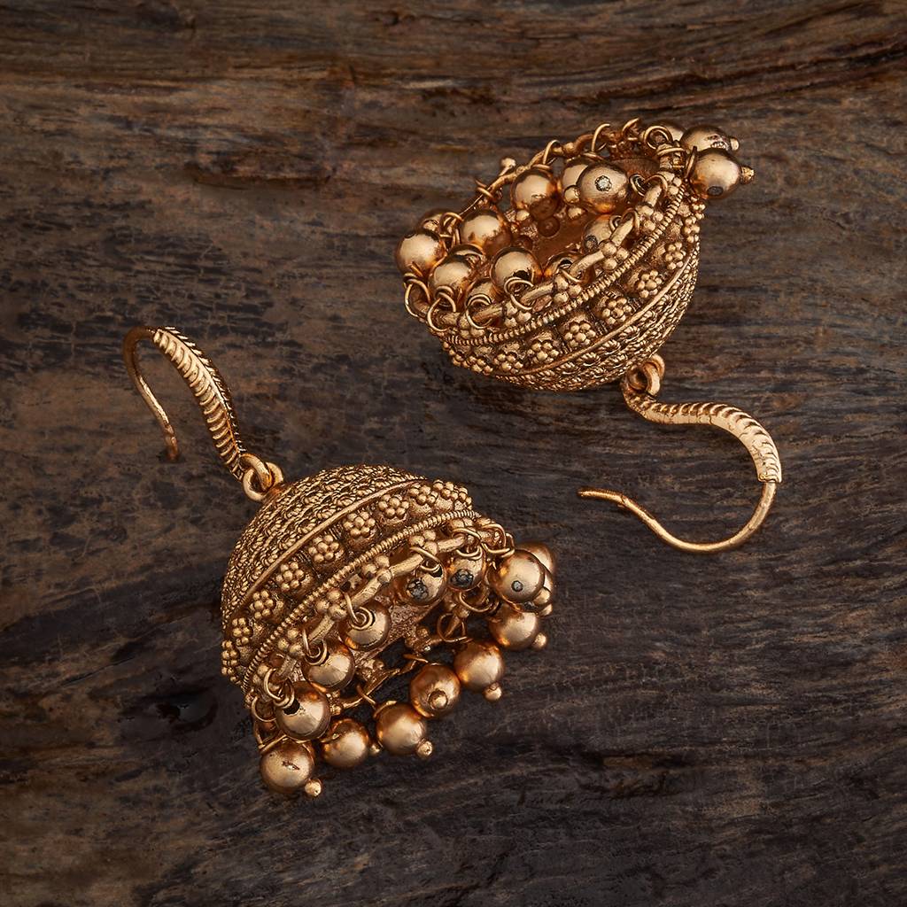 Kushal'S Fashion Jewellery Gold Gold-Plated Ethnic Antique Earring Jhumkas-176284 : 422504