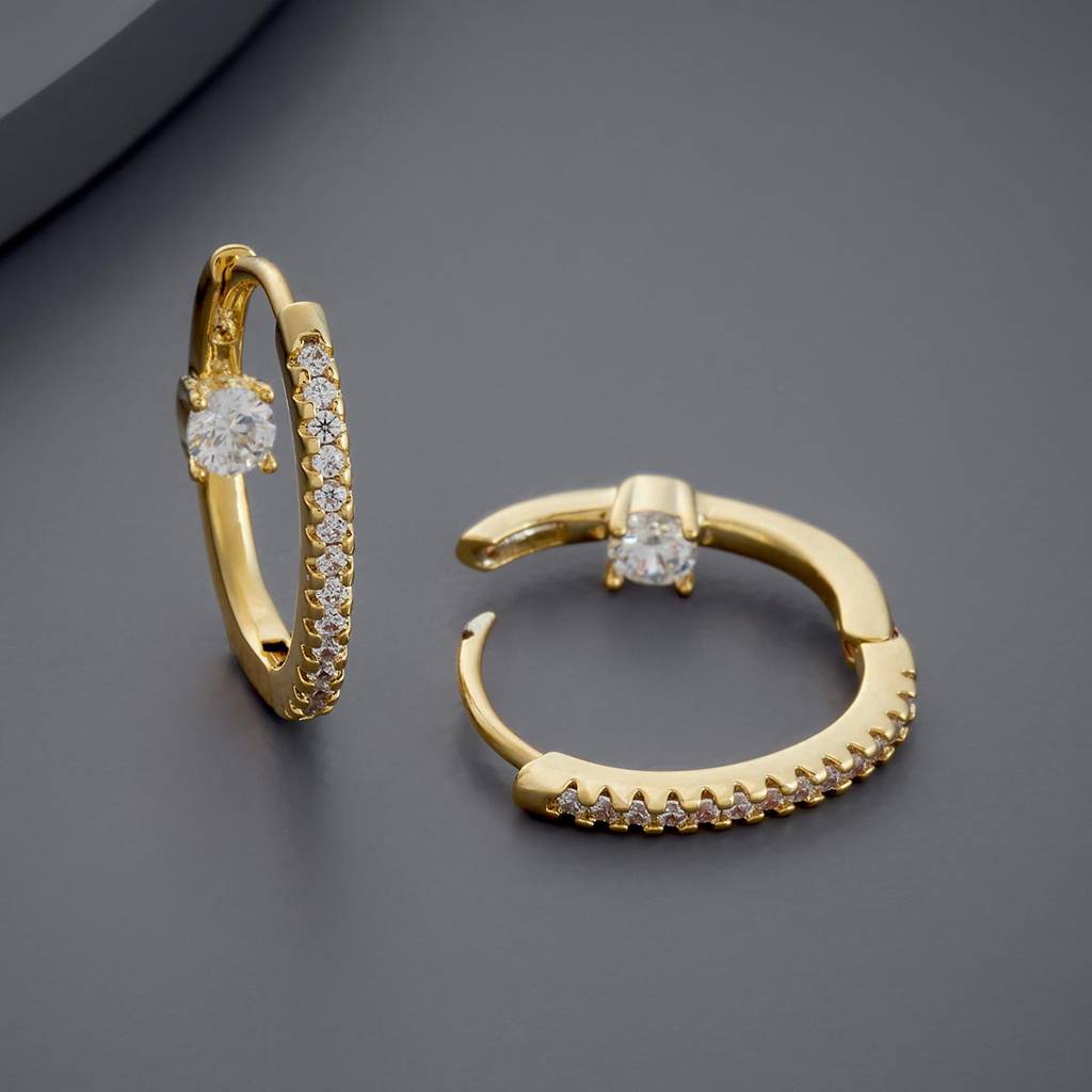 White Gold-Plated Party Zircon Trendy Hoops & Huggies-440276 : 440276