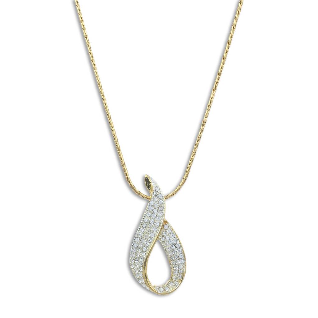Estele Gold & Rhodium Plated Diamante Ribbon Pendant With Austrian Crystals For Women : 309PENDANT