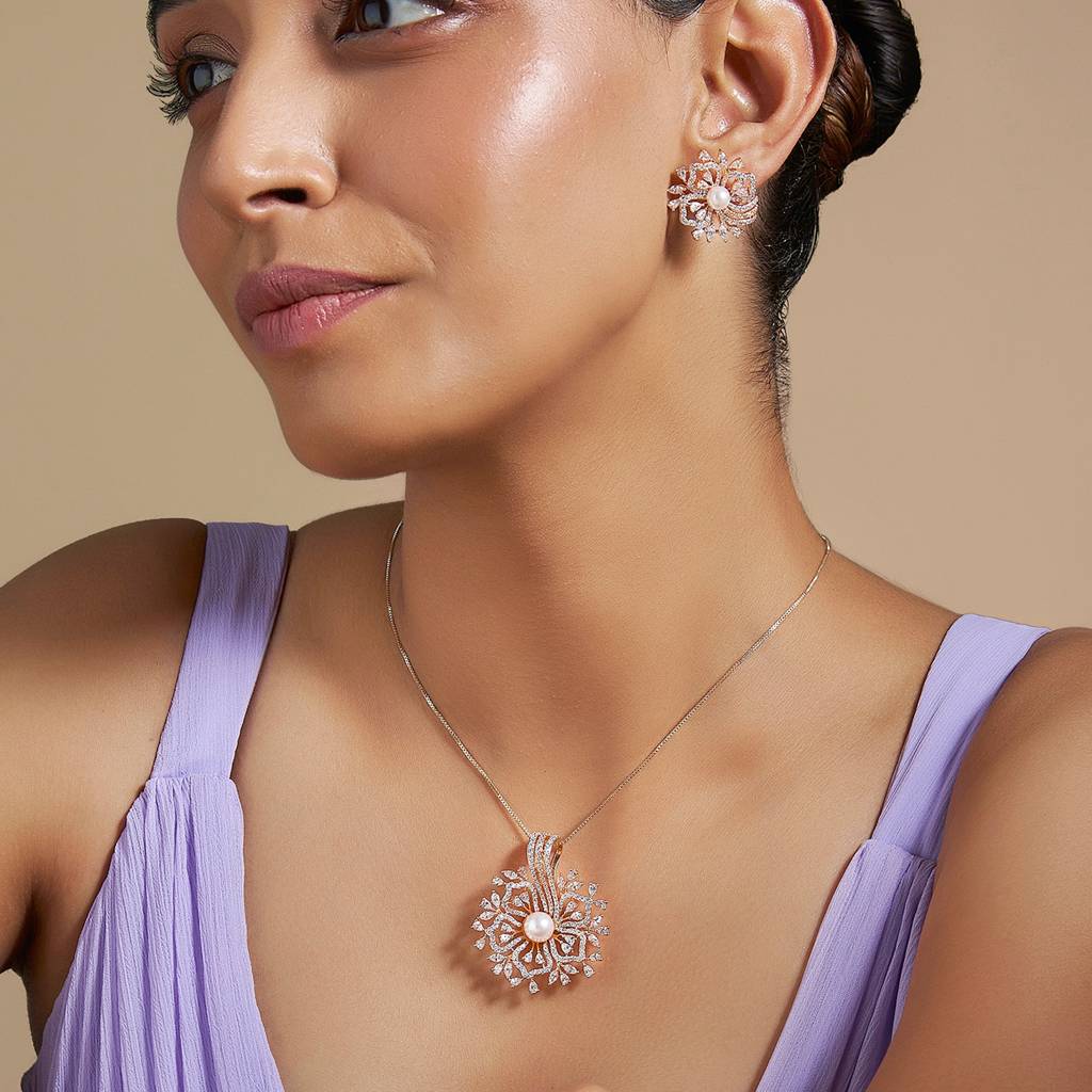 Kushal'S Fashion Jewellery Zircon Pendant Earring -169478 : 407883