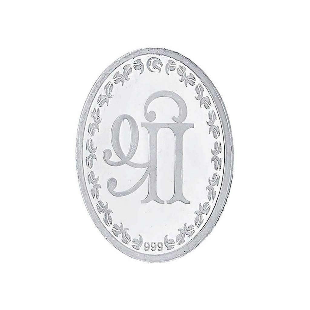 Sri Jagdamba Pearls 5 Grams 99.9%  Laxmi Oval  Silver Coin : JPSEP-16-064-5