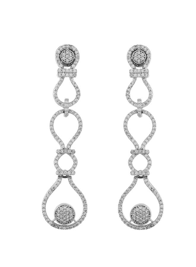 Sparkling Elegance Glamorous Loops American Diamond Long Dangler Earrings : 8905124528541