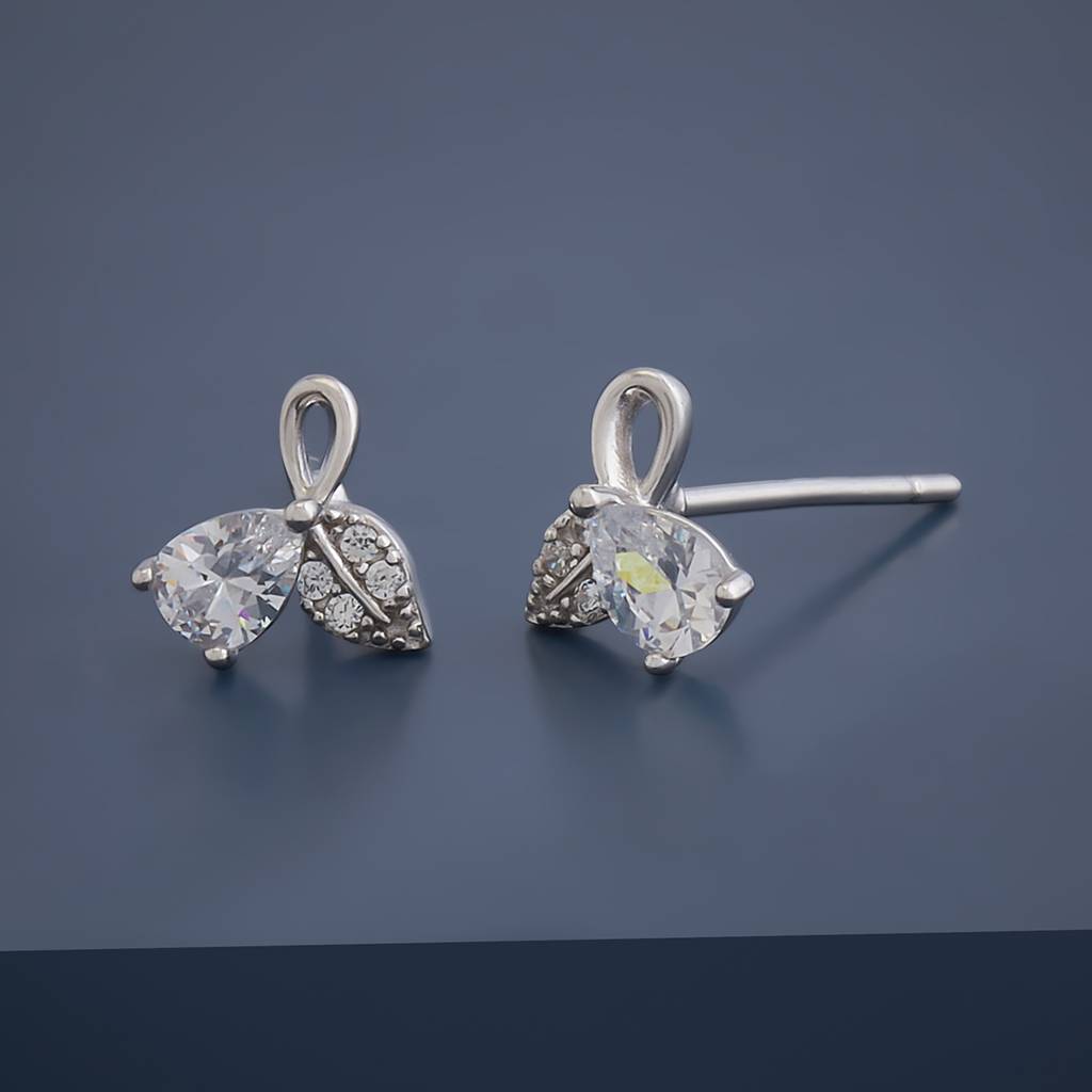 Kushal'S Fashion Jewellery White Rhodium-Plated Party 92.5 Pure Silver Studs-405721 : 405721