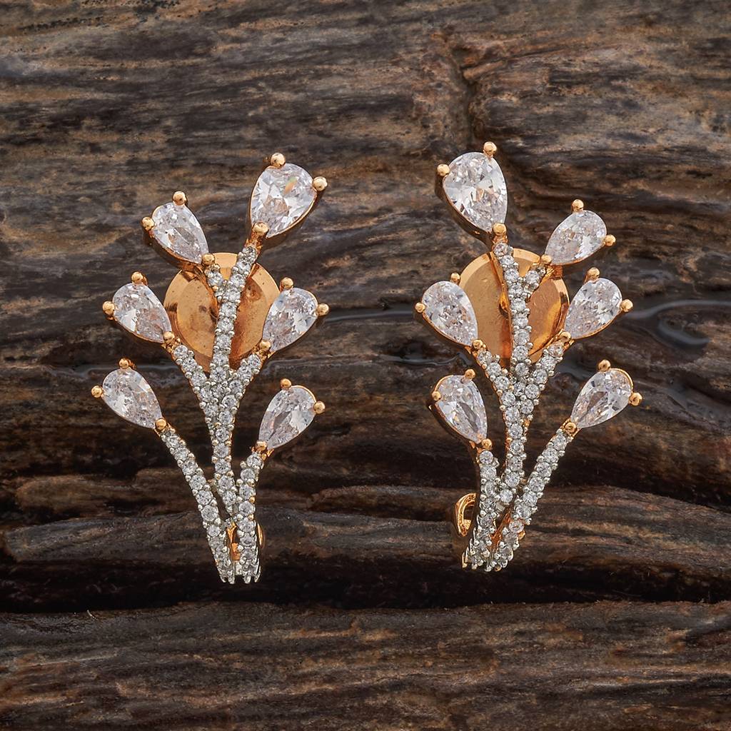 Kushal'S Fashion Jewellery White Rhodium-Plated Party Zircon Studs-181518 : 433773