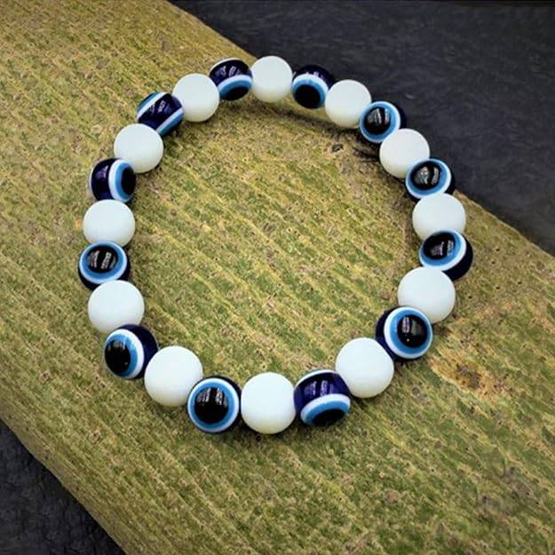 Gehena By Estele Bohemian Evil Eye Beaded Bracelet For Men & Women: Protective & Trendy Lucky Evil Eye Char : OSAK006-IRBLWEBR