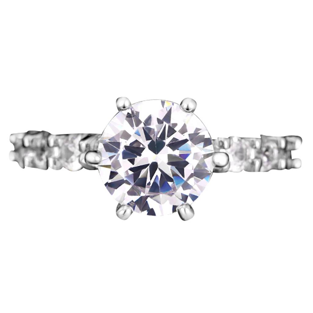 American Diamond Studded Silver Plated Finger Ring Fashion Wear Stylish Jewellery Gift For Girls & Women (Px8R98-7) : PX8R98-7