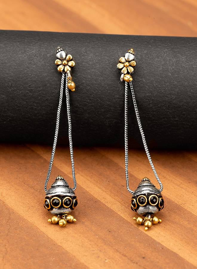 Gullak Ghungroo Drop Chain Dangler Earrings : 8905124137316