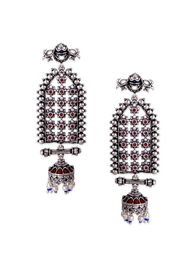 Arabian Nights Antique Silver Brass Earrings : 8905124424461